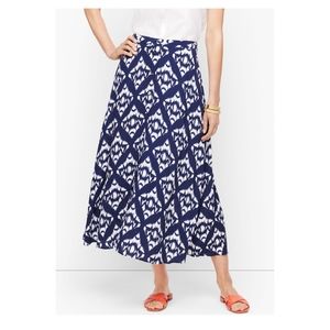 Talbots Mid Calf Skirt with Button Details - Size 2 - Navy Blue and White